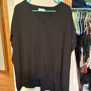 Black Boxy Dolman Sleeve Blouse